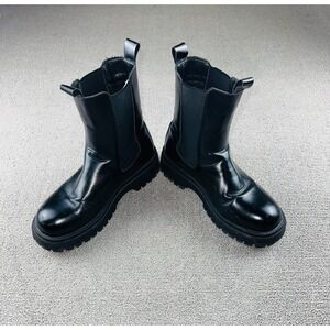 Y2K Mudd Platform Chelsea Ankle Boots Women 10 Black Shauna-15L Grunge Clubwear